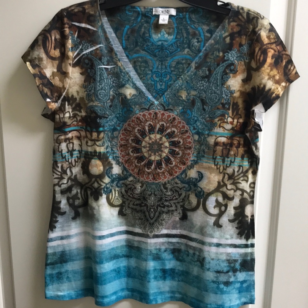 Cache short sleeve Tribal/Aztec print